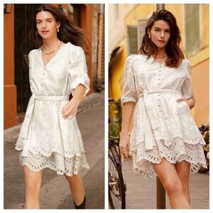 NWT Petite Studio Sylvie Dress Ivory Eyelet XS